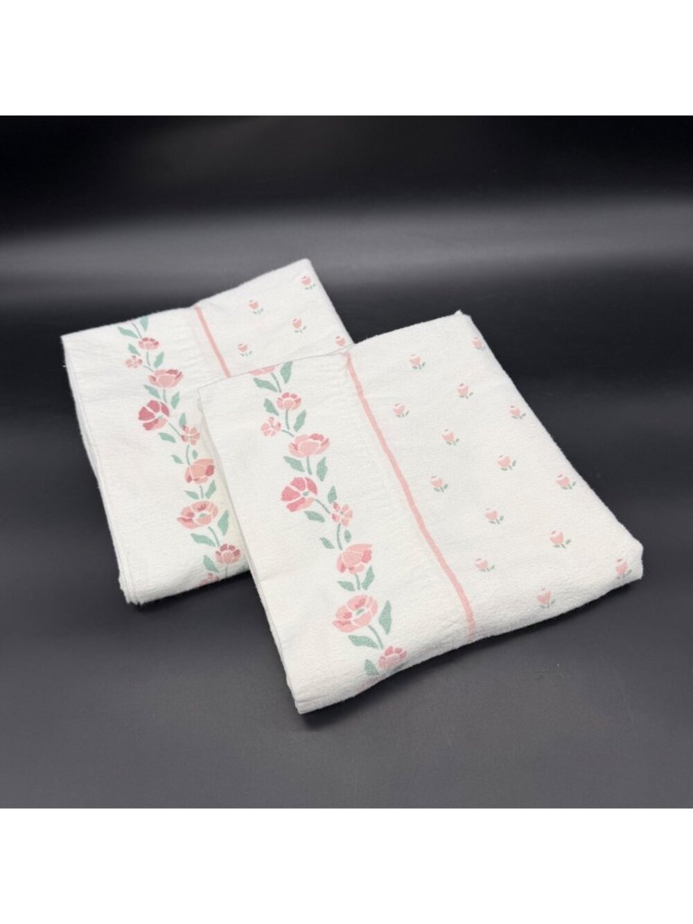 Flannel Queen Pillowcases Vintage 90s Pink Floral USA WestPoint Stevens Granny